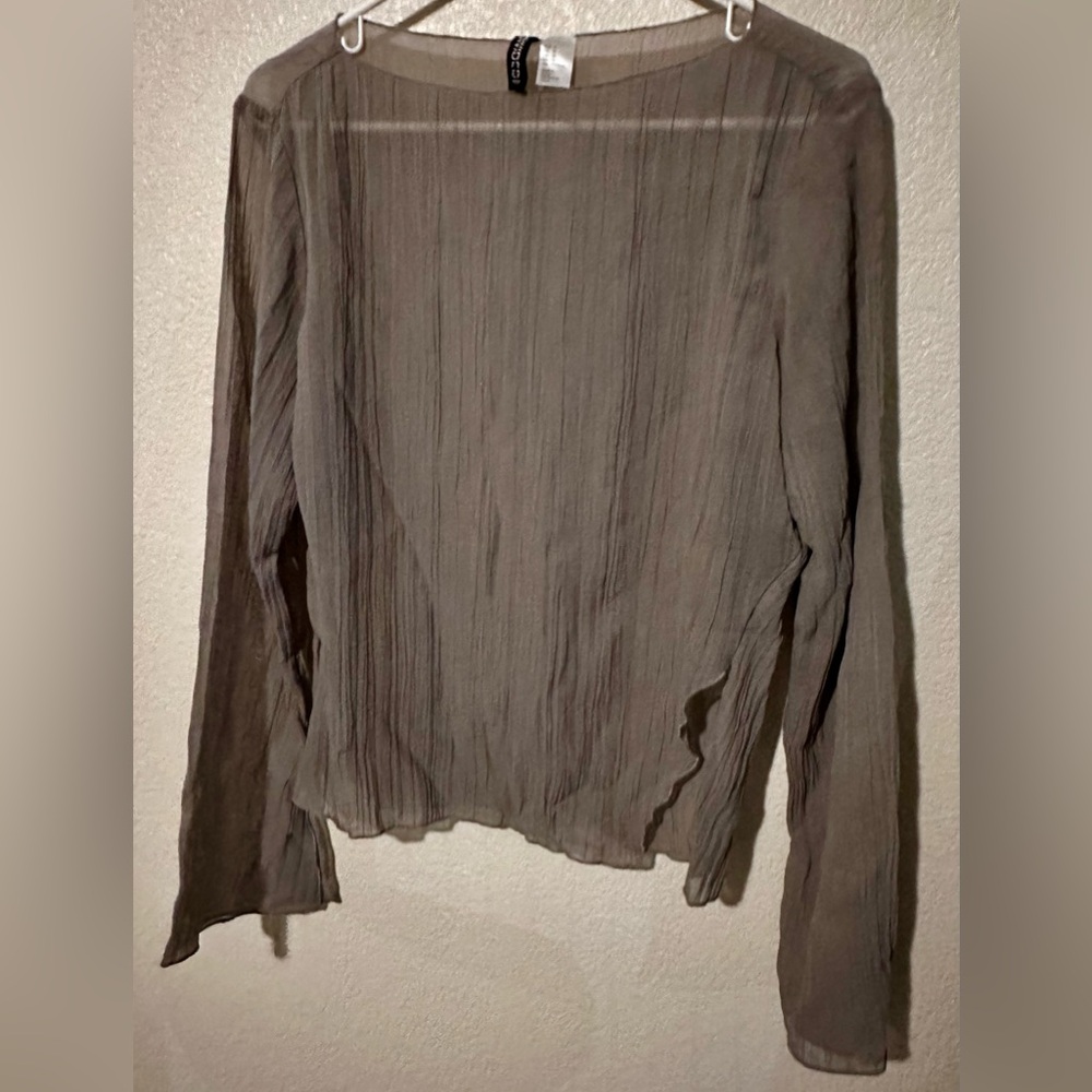 H&M DIVIDED Women’s Sheer Gray Blouse Euro Sz M Purchased in Nice, France